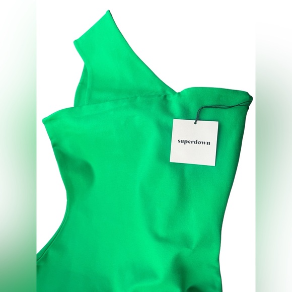 SOLD NWT Revolve Superdown Rockie One Shoulder Bodycon Mini Dress Kelly Green - Picture 4 of 6